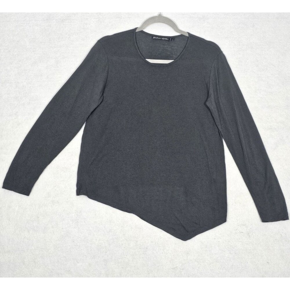 Gudrun Sjoden Blouse Womens Medium Gray Assymetrical Wool Lyocell Shirt
